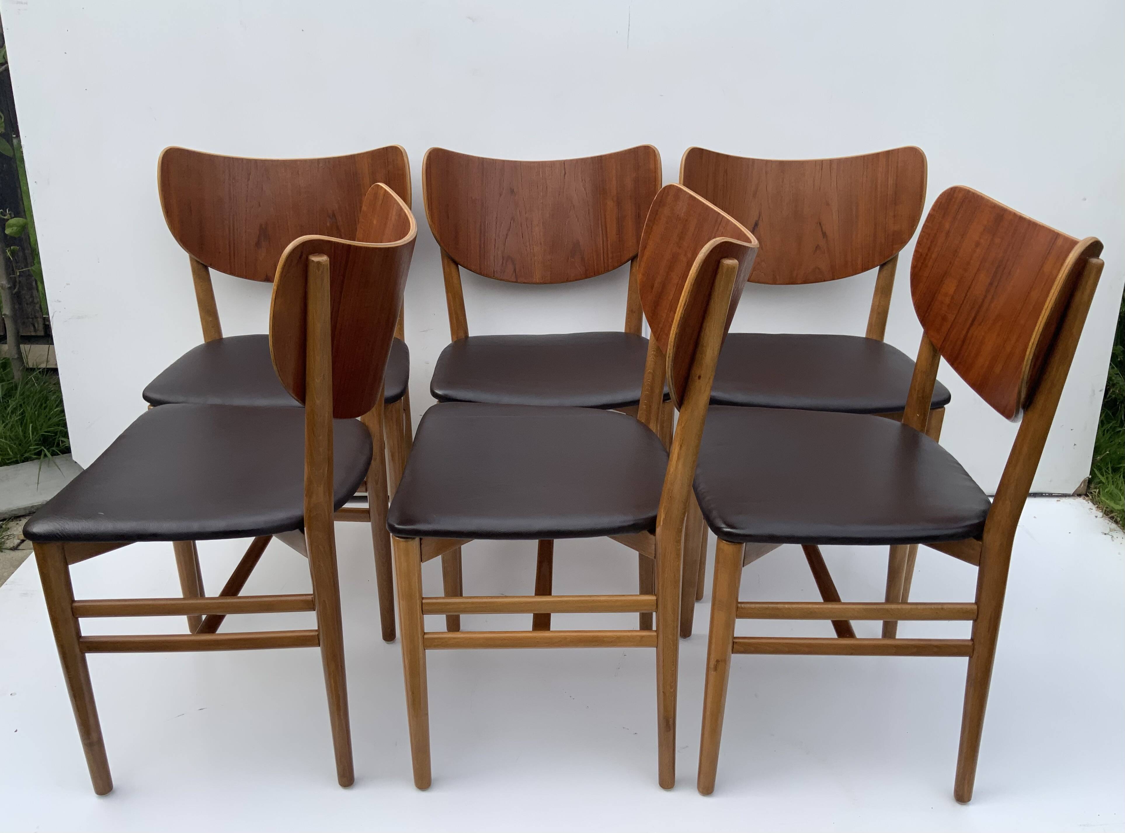 Danish Dining Chairs Set of 6 by Niels and Eva Koppel Slagelse Mobelfabric