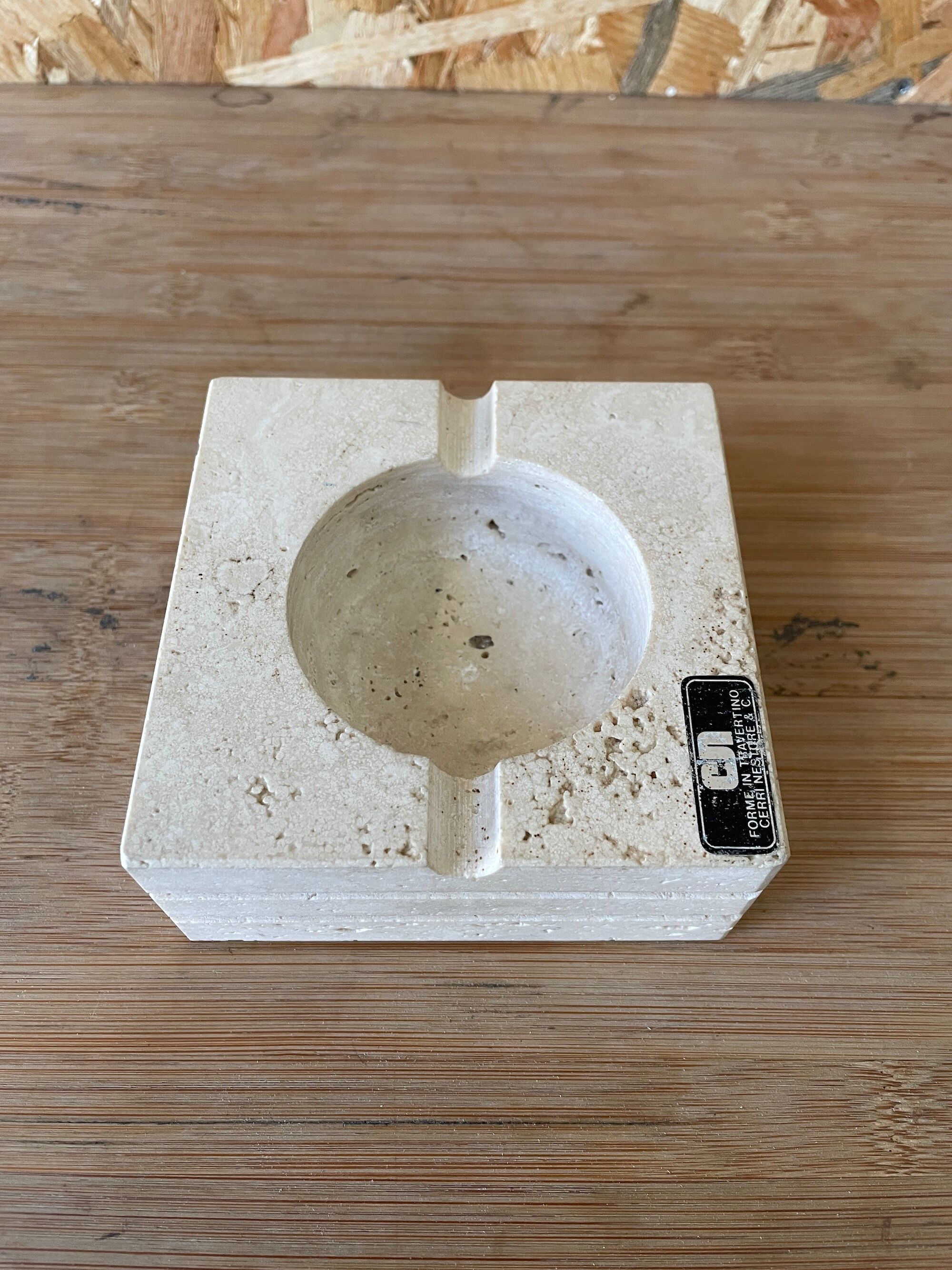Travertine ashtray by Cerri Nestore