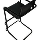 Vintage Black Leather & black frame Italian Modern Barstool
