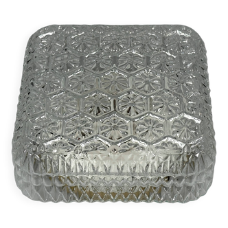 1960s 1970s Ceiling Lamp Flush Mount in Glass & Metal Space Age Design