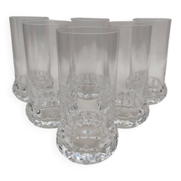 6 verres à orangeade, eau en cristal, années 70