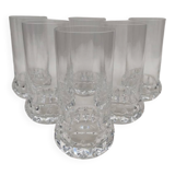 6 orangeade glasses, crystal water, 1970s