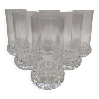 6 crystal orangeade or water glasses. 1970s.
