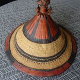 Berber hat ethnic art basketry and leather