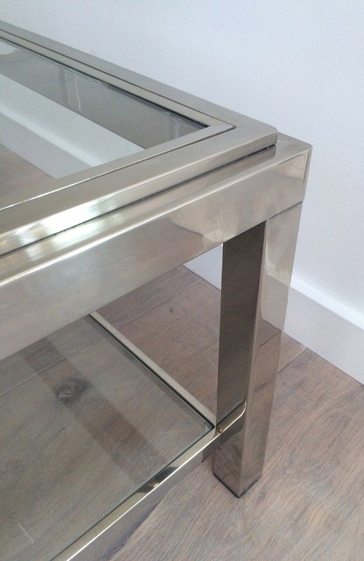 Large chrome coffee table