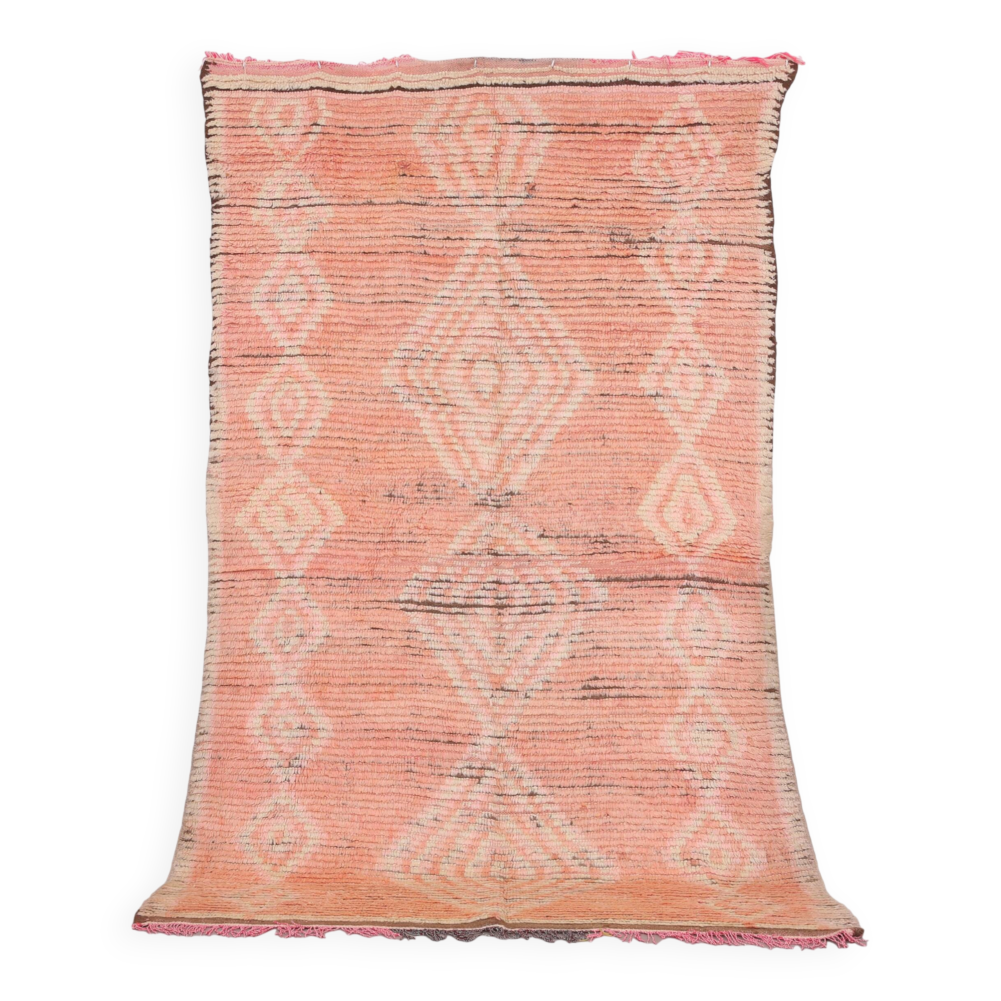 Tapis marocain vintage en laine rose