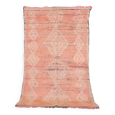 Tapis marocain vintage en laine rose