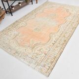 6x9 Peach Orange Antique Vintage Rug 175x293Cm SK 21471