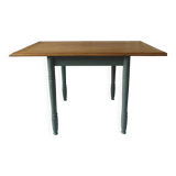 Table, vintage desk with smoked green legs and an oak top.