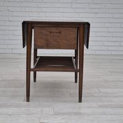 Table basse pliante danoise des années 1950 avec tiroir et étagère, état d'origine.