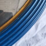 Antique oval mirror, royal blue and gold – rose design – 80 x 52 cm