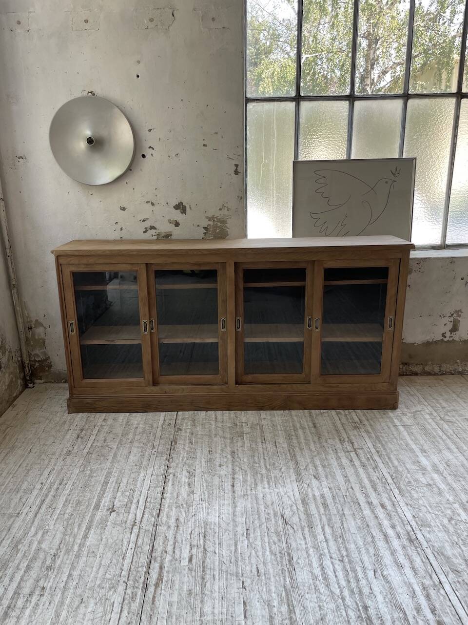 Oak sideboard with glass doors