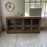 Enfilade meuble de métier chêne portes vitrées