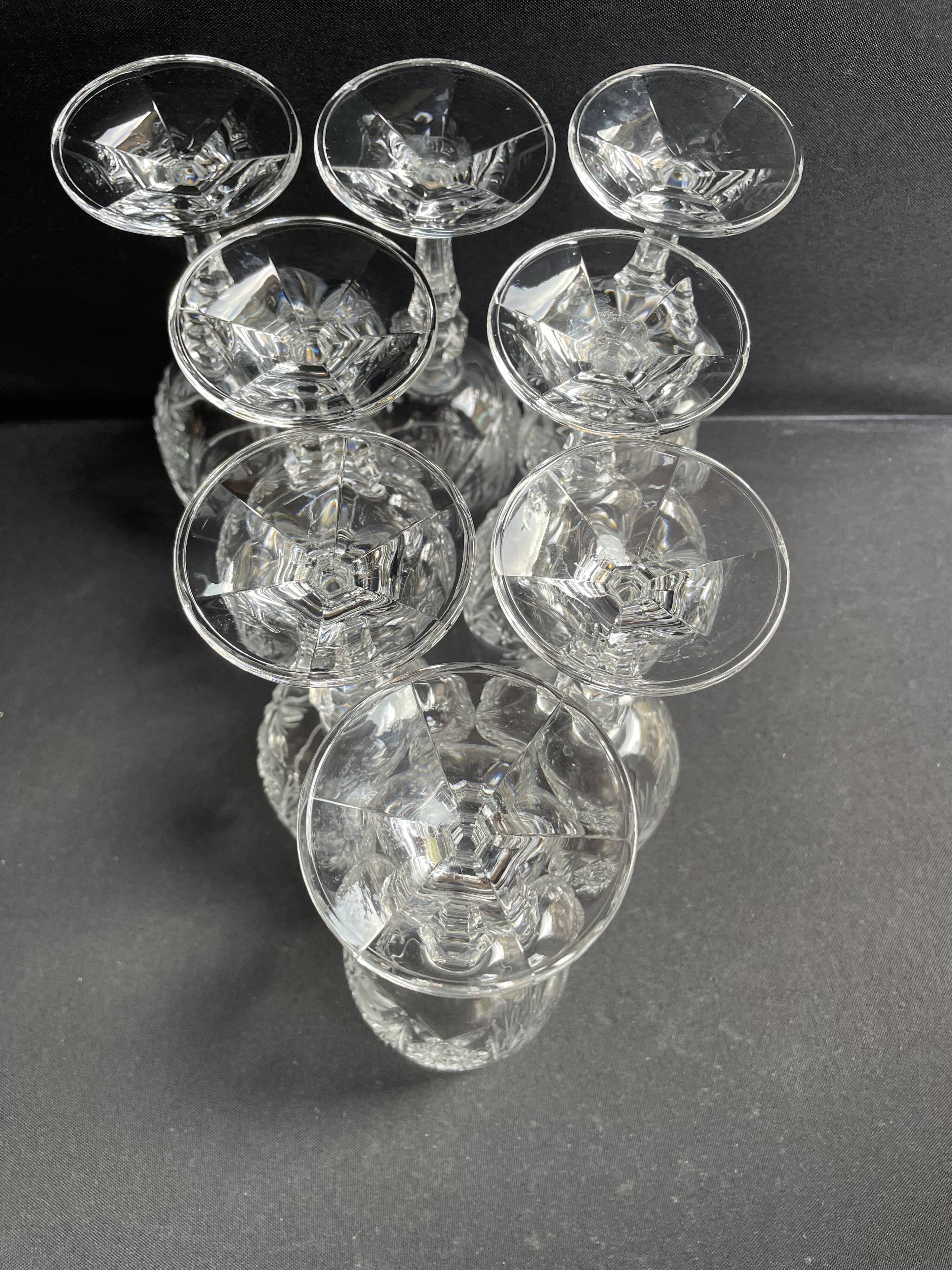 10 Bohemian cut crystal wine glasses