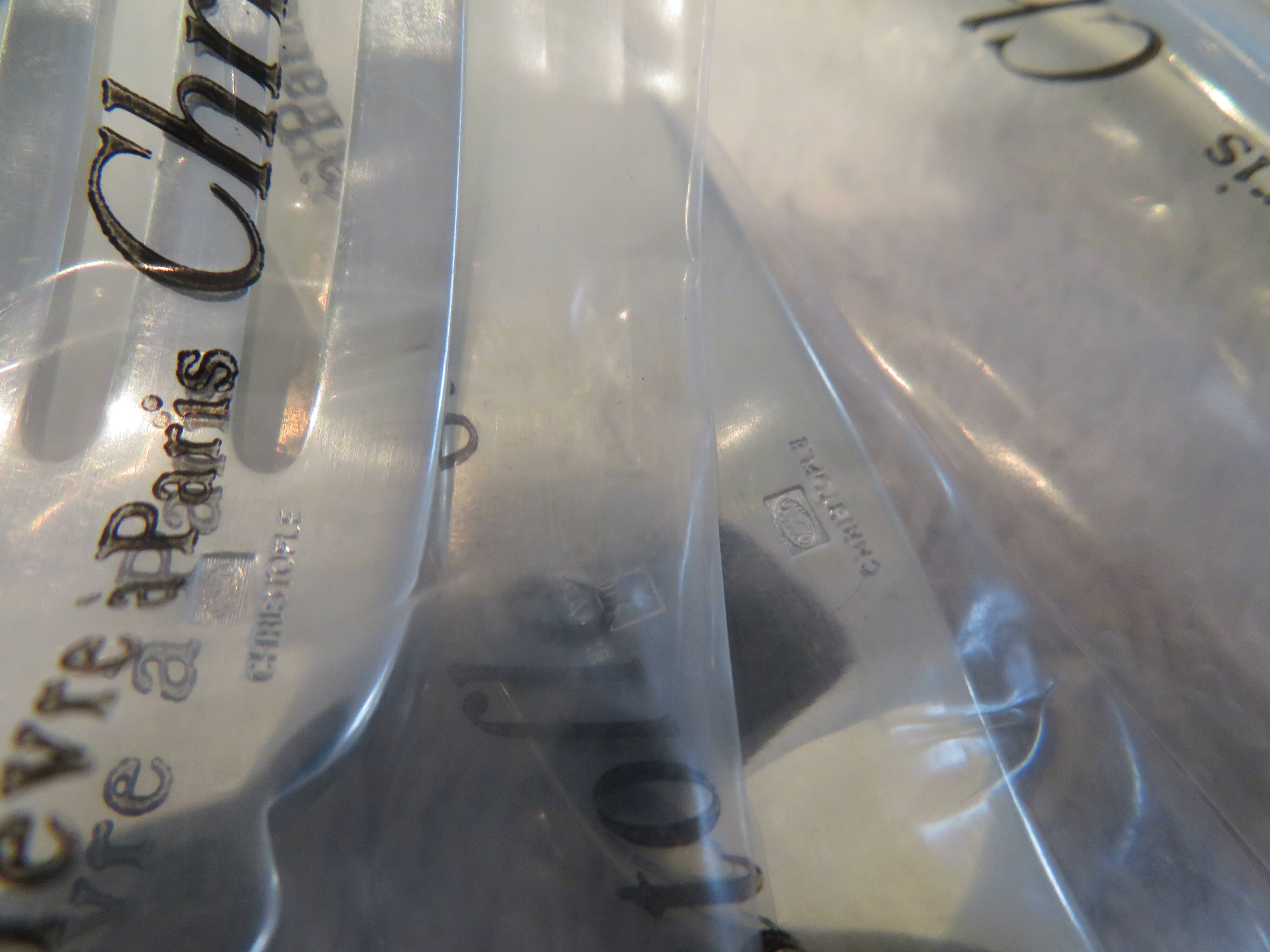 6 Christofle Atlantide silver-plated fish cutlery sets 12p in blister pack