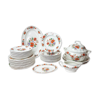 Service de table en faïence vintage Moulins des Loups « ORCHIES » 44 pièces