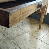 Solid oak farmhouse table with two-plank top