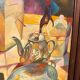 Tableau école cubiste vintage nature morte collection