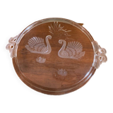 Plateau en verre décor cygnes