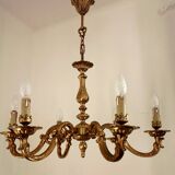 Stunning French Antique Art Nouveau Quality Bronze 6 Light Chandelier 3899
