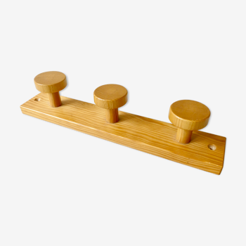 Wall coat holder in solid pine, 3 patères