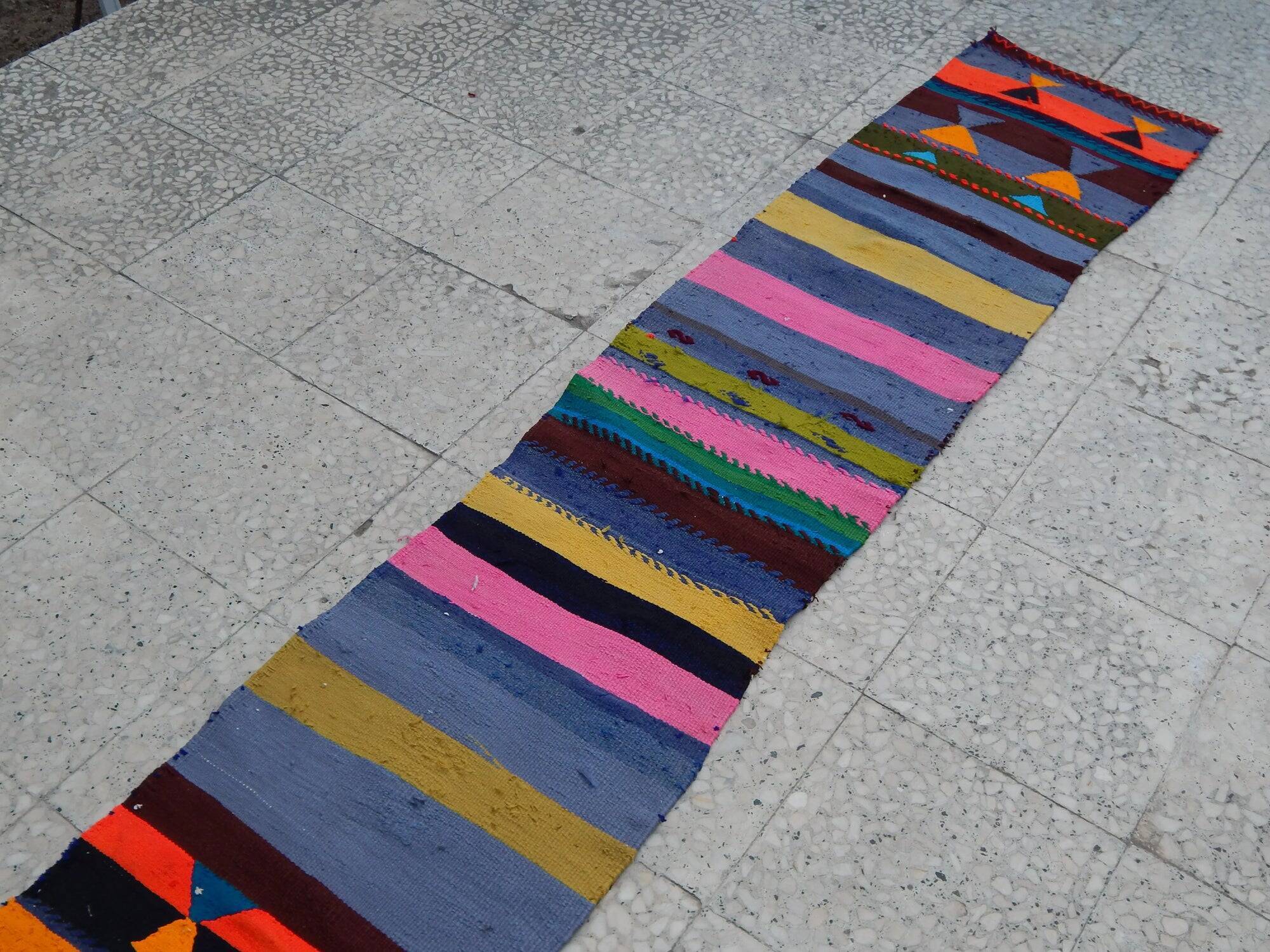 Vintage Turkish hallway rug 47x248 cm
