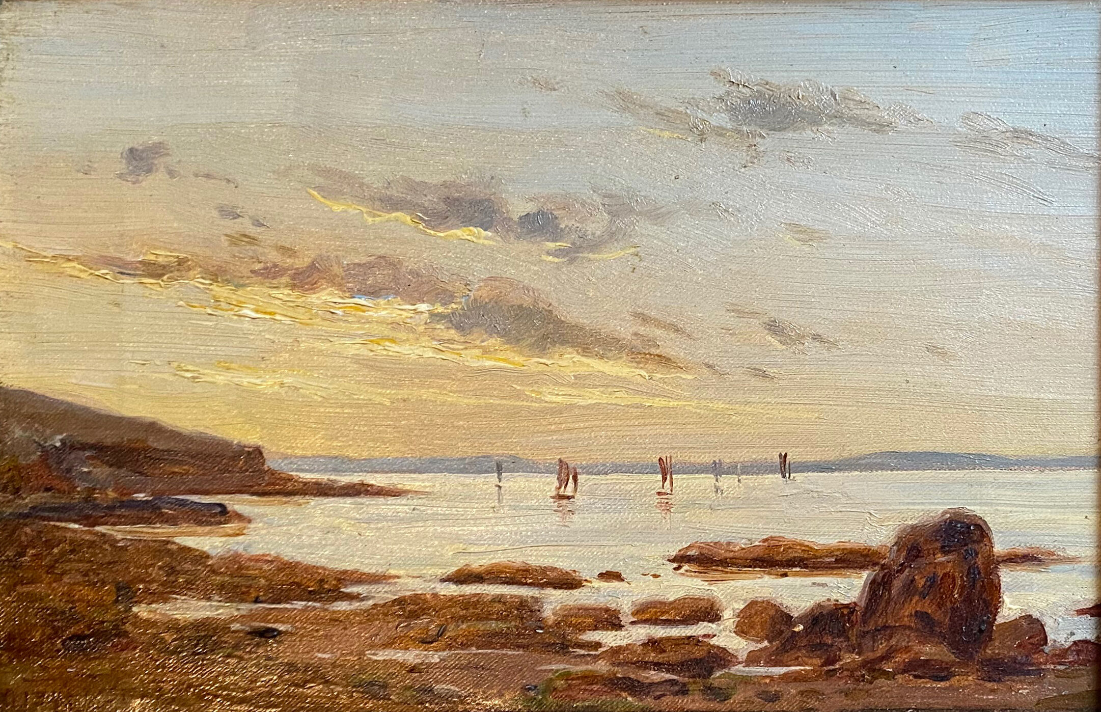 Painting "Bay in Brittany, Trezguen" Felix Choisnard 1846 / 1924 Impressionist