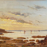 Painting "Bay in Brittany, Trezguen" Felix Choisnard 1846 / 1924 Impressionist