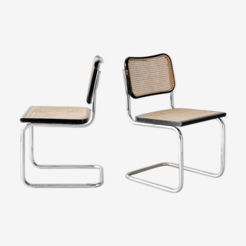 Paire de chaises cesca B32 noires par Marcel Breuer