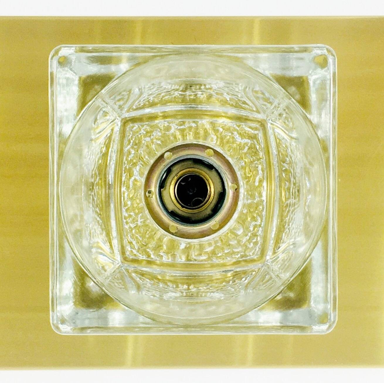 Large Crystal Glass & Brass Wall Lights - Peill & Putzler, Germany, 1970s