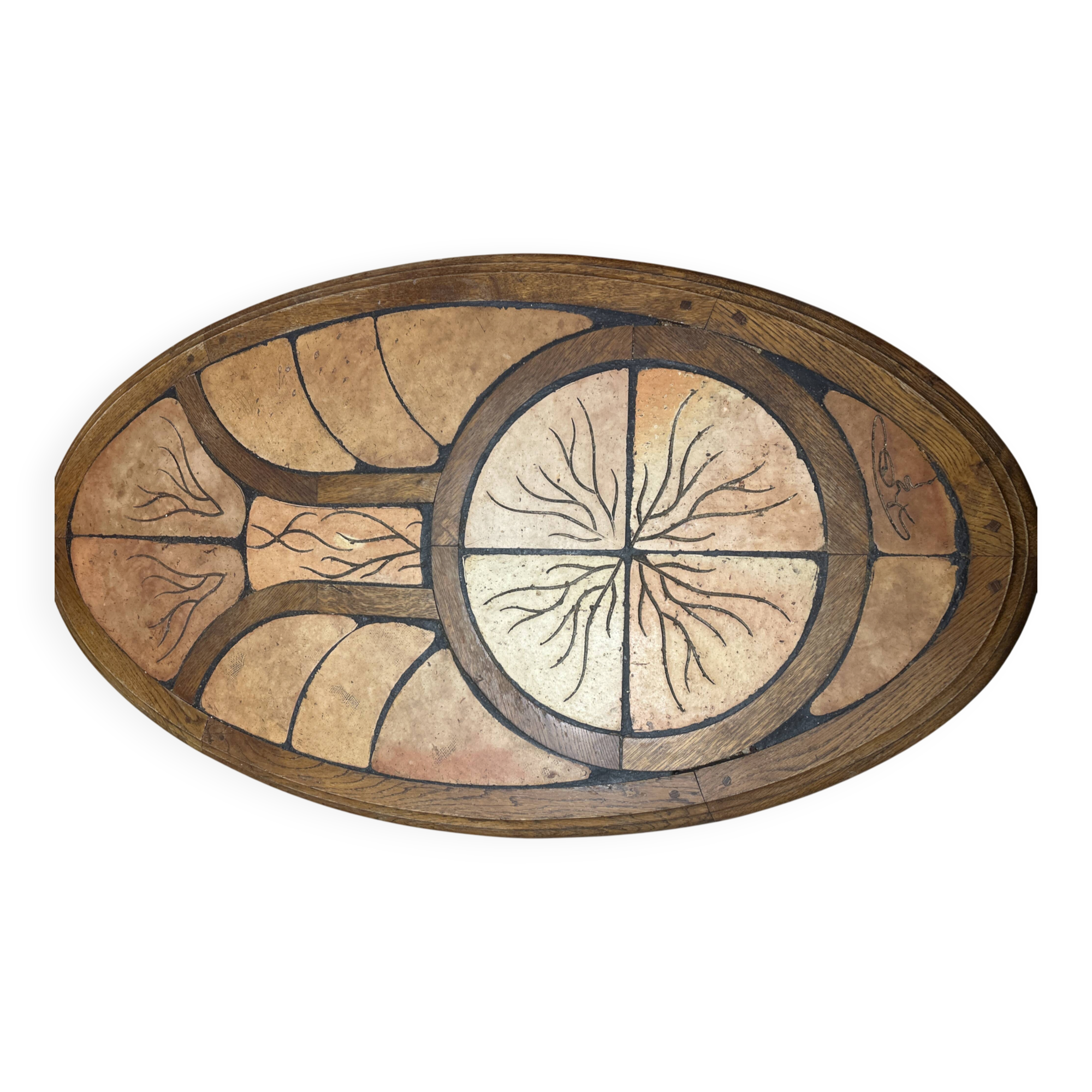 Round coffee table Roger Capron Vallauris - Model "Les Herbiers" - Diameter
