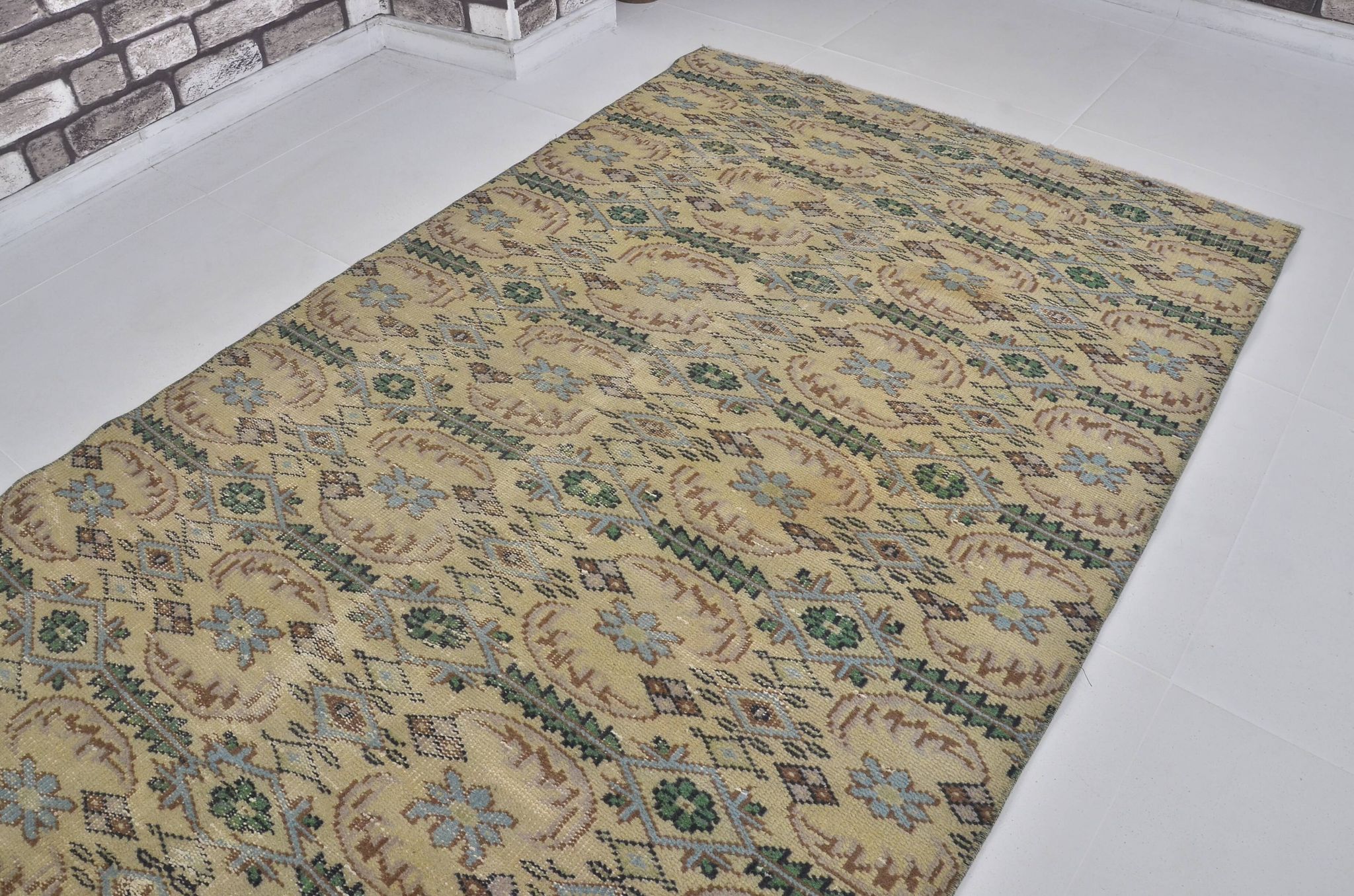 Tapis de sol vintage géométrique Oushak sku 1563