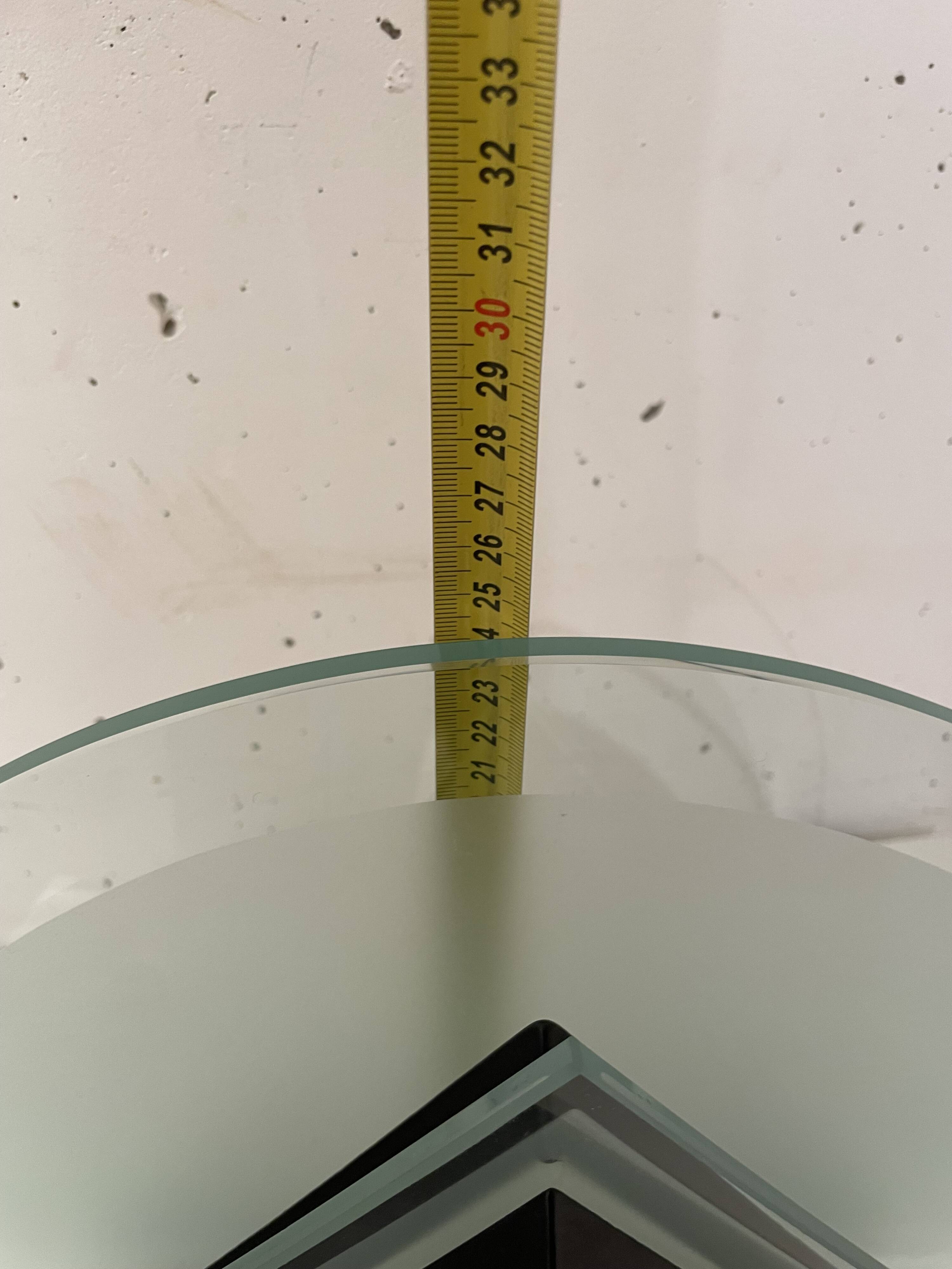 Postmodern geometric glass and metal lamp, small model, 1980