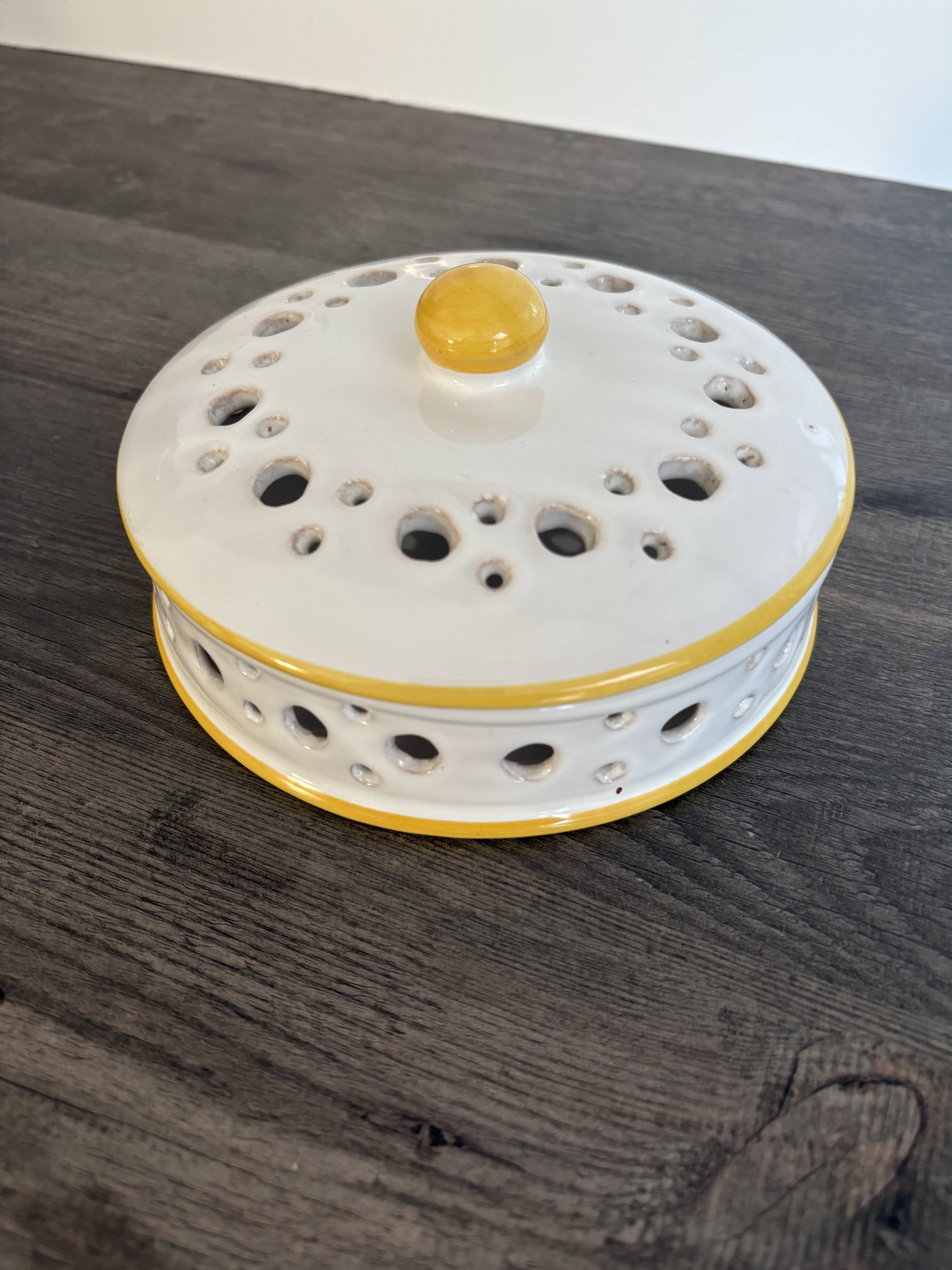 Vintage perforated ceramic box Arlux Belgium – 1960s/70s