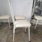 Set of 4 vintage chairs in metal and Skai