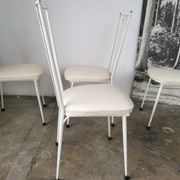 Set of 4 vintage chairs in metal and Skai