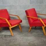 Pair of armchairs red Mier Topolcany 1960
