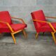 Pair of armchairs red Mier Topolcany 1960