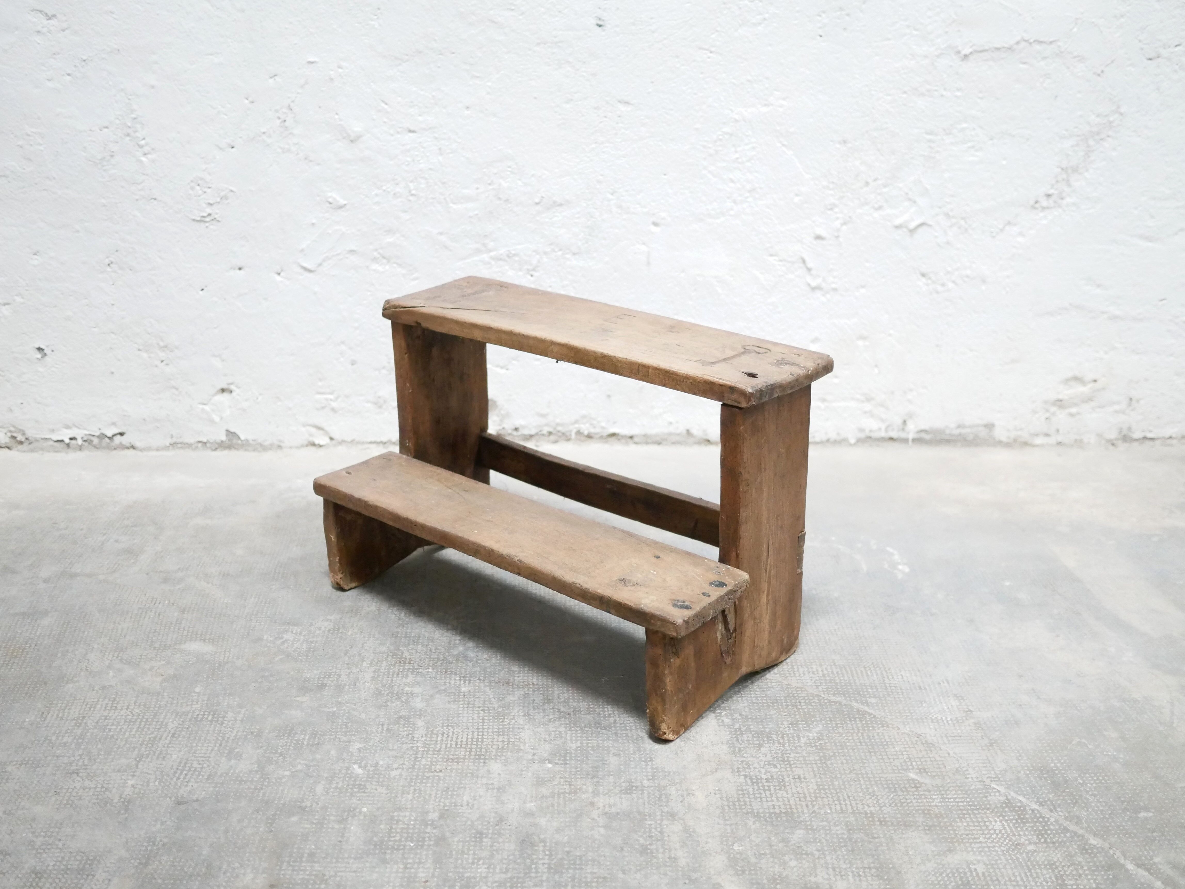 Workshop step, antique wooden stool