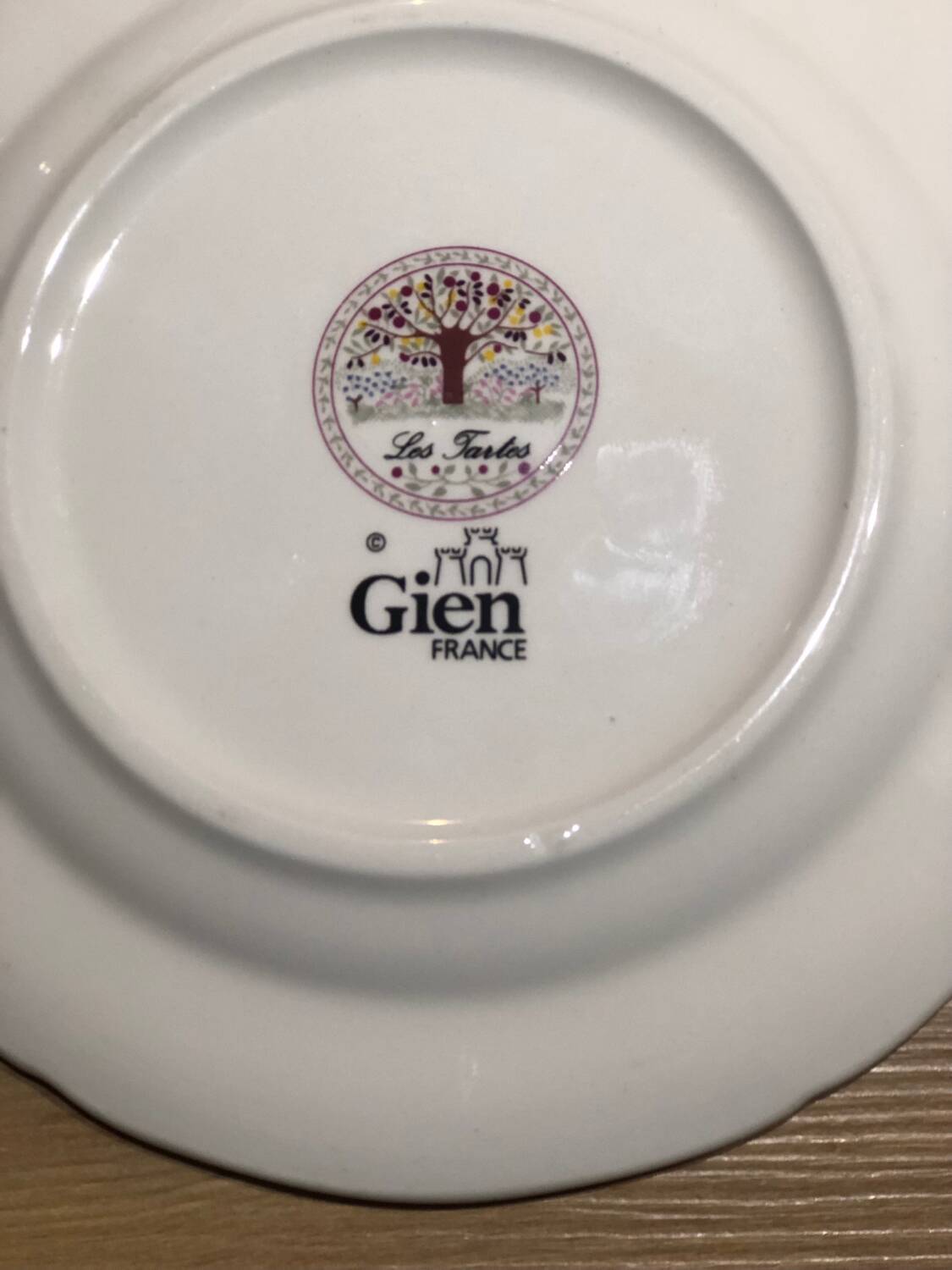 Set of 6 dessert plates, Gien, “Les Tartes” collection