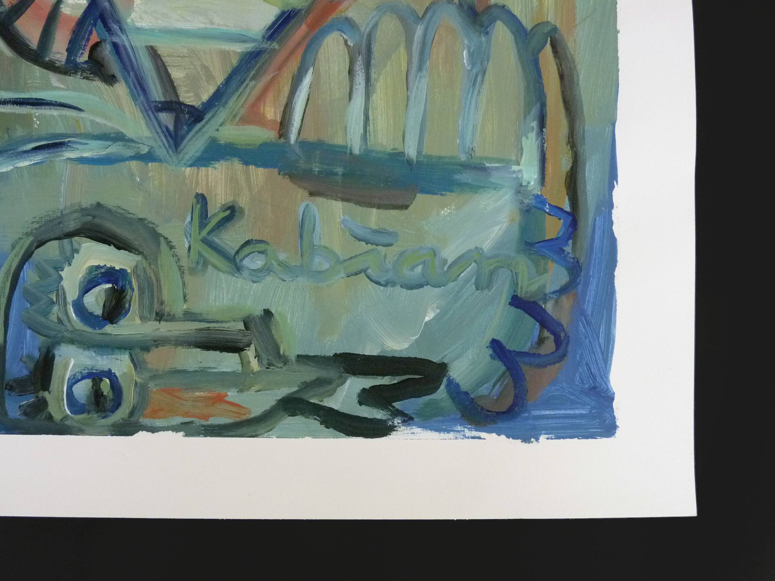 Mixed technique Art brut signed Kabian (Jean-Baptiste) 50X65 cm - 19.68X25