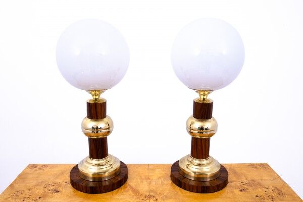 A pair of Art Deco table lamps from around 1950, Poland.