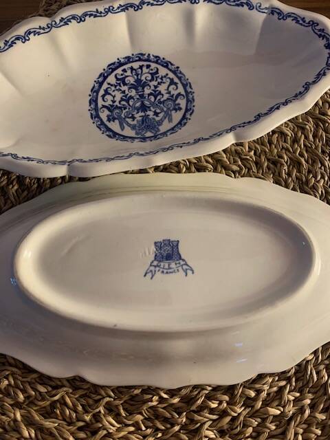 2 small oval dishes in Gien Rouan earthenware