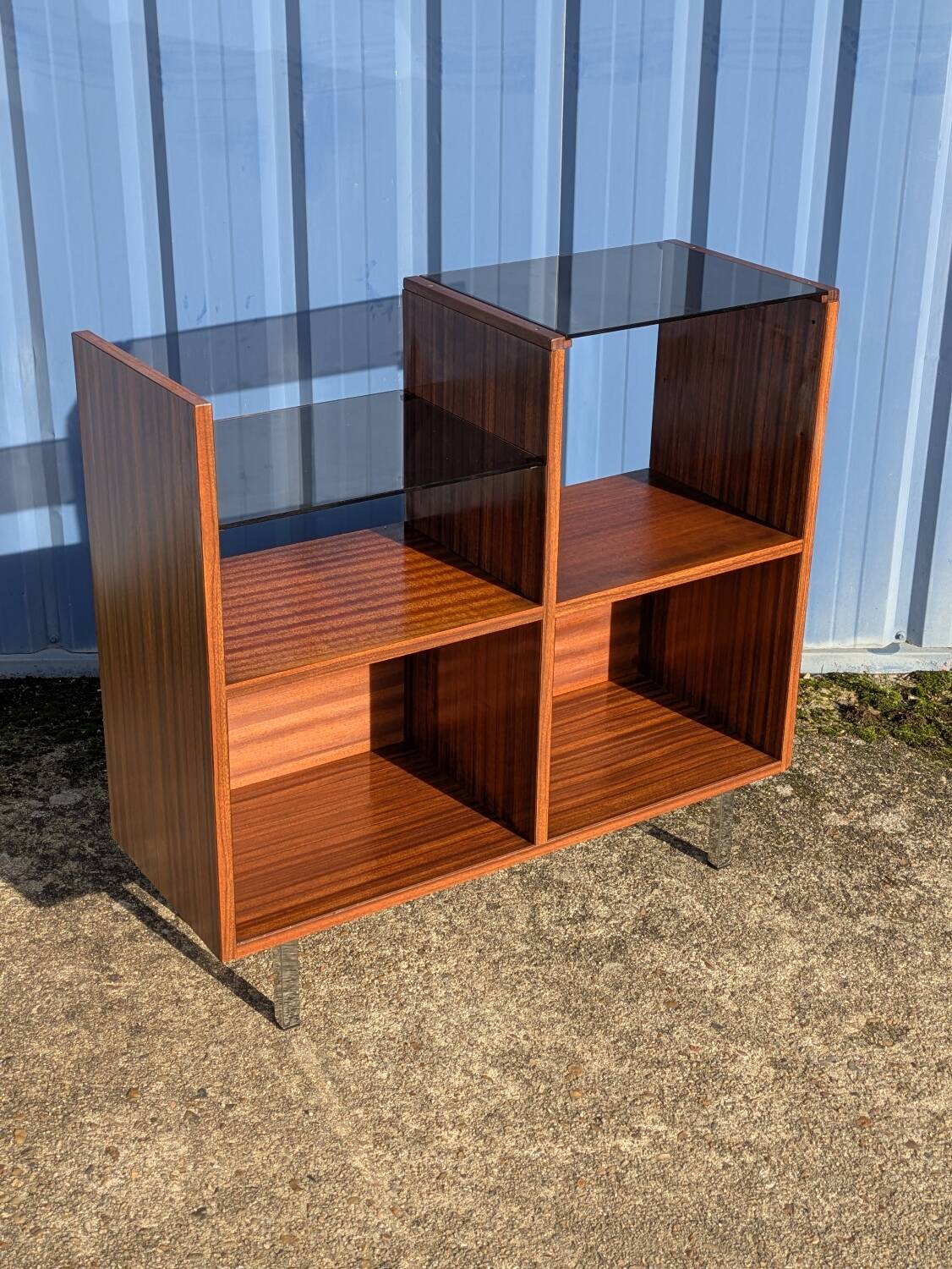 Meuble rangement Hi-Fi vinyles moderniste vintage 1960