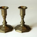 Paire de porte-bougie en laiton gentil