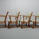 Set of 4 Dutch Design Oakwood Arm Chairs by Theo Ruth for Artifort, 1950s