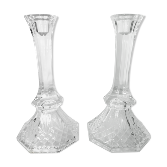Paire de bougeoirs en cristal