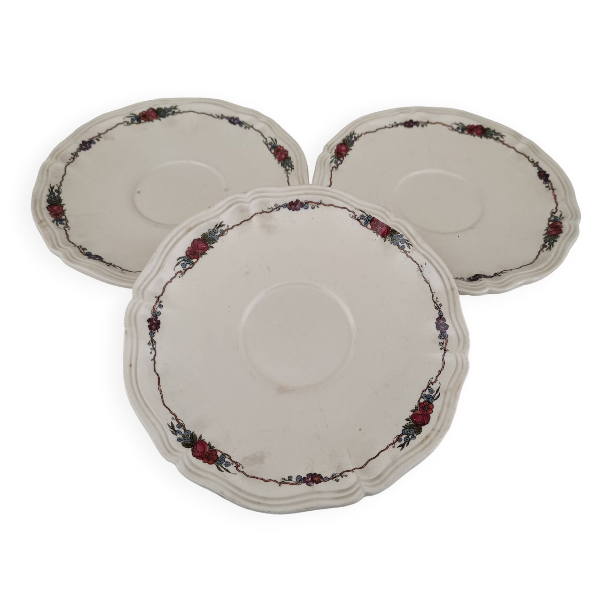 Set of 3 large Sarreguemines Obernai model saucers