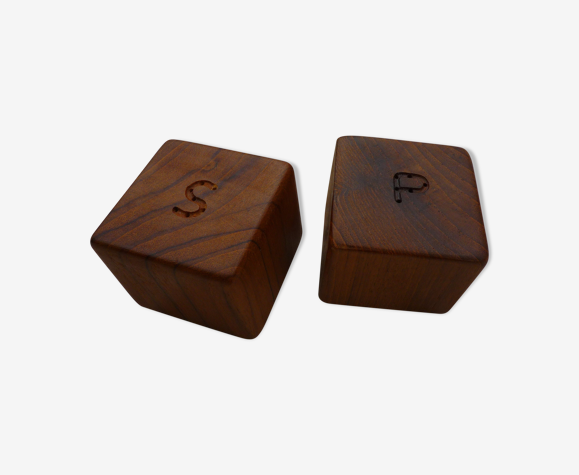 Salière et poivrière en bois vintage 70s