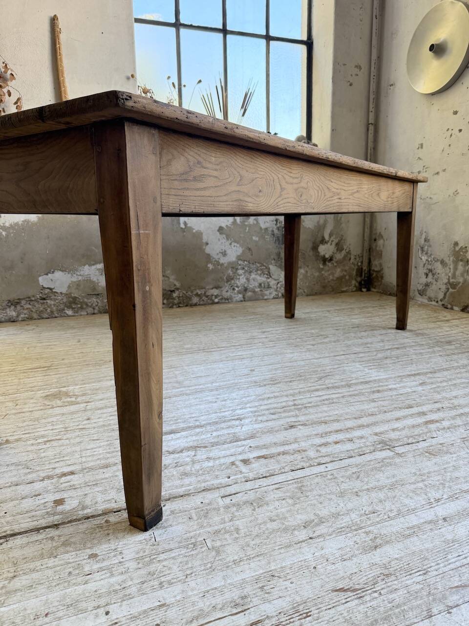 Pine and oak + walnut farmhouse table 1950
